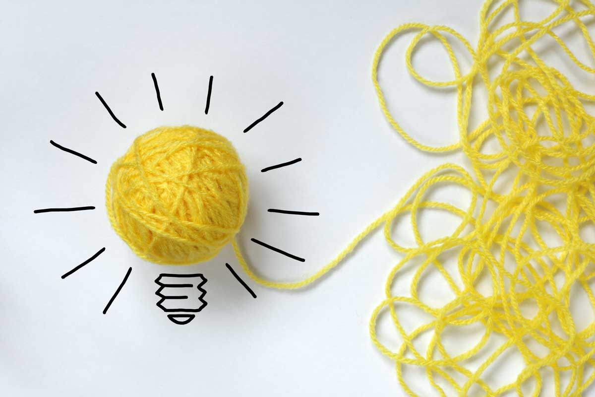 Inspiration wool light bulb metaphor for good idea